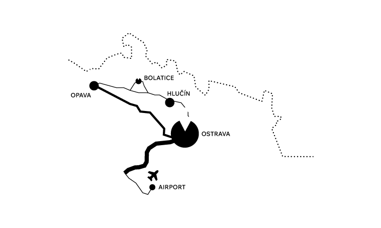 Mapa - Bolatice, Ostrava, Opava, Hlučín